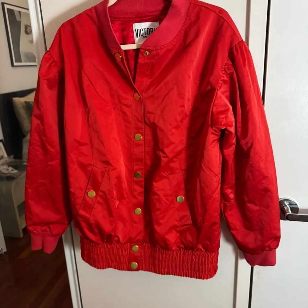 VICTORIA SPORT Red Satin Bomber Jacket - Picture 5 of 5